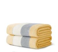 Velosso 2 Pack 100% Cotton Striped Multi Supreme Cotton Towels Hand Bath or Sheet, Quick-Dry, Soft Absorbent, Striped Design Hotel Spa, Fade Resistant Towels (Ochre, Sheet)