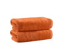 Velosso 2 Pack Hampi Jumbo Bath Sheets Luxuriously Soft, Highly Absorbent 100% Combed Ring Spun Cotton, Oversized Thick Jumbo Bath Sheets 90 x 180 cm, Premium Bath Sheets Spa & Hotel (Orange)