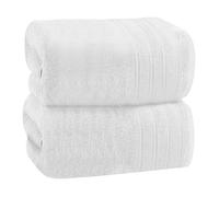 Velosso 2 Pack Hampi Super Jumbo Bath Sheets Luxuriously Soft, Highly Absorbent 100% Combed Ring Spun Cotton, Oversized Thick Bath Sheets 100 x 200 cm, Premium Bath Sheets Spa & Hotel (White)
