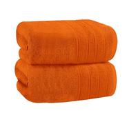 Velosso 2 Pack Hampi Super Jumbo Bath Sheets Luxuriously Soft, Highly Absorbent 100% Combed Ring Spun Cotton, Oversized Thick Bath Sheets 100 x 200 cm, Premium Bath Sheets Spa & Hotel (Orange)
