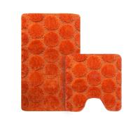 Velosso 2 Piece Cobla Bath Mat Set - Soft Microfibre Bath & Pedestal Mats, Plush Bubble Texture, Non-Slip Backing, Super Absorbent & Quick-Dry, Easy Care for Everyday Comfort (Orange)