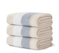 Velosso 3 Pack 100% Cotton Striped Multi Supreme Cotton Towels Hand Bath Towel, Quick-Dry, Soft Absorbent, Striped Design Hotel Spa, Fade Resistant (Latte, Hand Towels)