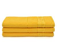Velosso 3 Pack Cooks Large Everyday Kitchen Tea Towel Set 100% Supreme Ring Spun Cotton Soft and Absorbent Dish Towels, Tea Towels, Dish Cloth, Wipe Cloths (Yellow)