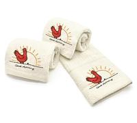 Velosso 3 Pack Embroidered Farmers Animal Kitchen Tea Towels Chicken 100% Cotton Soft and Absorbent Dish Towels, Tea Towels, Dish Cloth, Catering Towels (3, Cream)