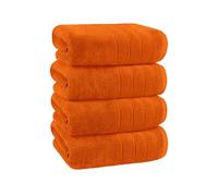 Velosso 4 Pack Hampi Bath Towels Luxuriously Soft, Highly Absorbent 100% Combed Ring Spun Cotton, Oversized Thick Bath Towels 68 x 120 cm, Premium Bath Towels for Spa and Hotel (Orange)