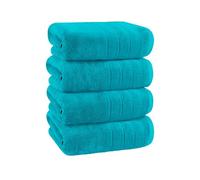 Velosso 4 Pack Hampi Bath Towels Luxuriously Soft, Highly Absorbent 100% Combed Ring Spun Cotton, Oversized Thick Bath Towels 68 x 120 cm, Premium Bath Towels for Spa and Hotel (Teal)