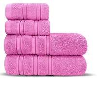 Velosso 4 Pce Hampi Towel Bale Set Luxuriously Soft, Highly Absorbent 100% Combed Ring Spun Cotton, Oversized Thick 2 Hand Towels and 2 Bath Towels, Premium Towels Spa & Hotel (Magenta Pink)