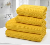 Velosso 4pc Chevron Jacquard Cotton Hand & Bath Towel Set - Soft & Absorbent Cotton Towels in Mustard Velosso Mustard