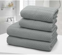 Velosso 4pc Chevron Jacquard Cotton Hand & Bath Towel Set - Soft & Absorbent Cotton Towels in Silver Velosso Silver