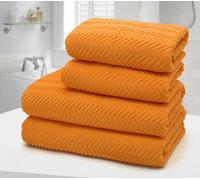 Velosso 4pc Chevron Jacquard Cotton Hand & Bath Towel Set - Soft & Absorbent Cotton Towels in Tangerine Velosso Tangerine