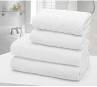 Velosso 4pc Chevron Jacquard Cotton Hand & Bath Towel Set - Soft & Absorbent Cotton Towels in White Velosso White