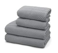 Velosso 4pce 100% Cotton Towel Bale Set Striped Ombre Hand Bath (Moda Silver)