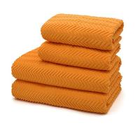 Velosso 4pce 100% Cotton Towel Bale Set Striped Ombre Hand Bath (Moda Tangerine)
