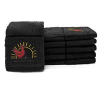 Velosso 6 Pack Embroidered Farmers Animal Kitchen Tea Towels Chicken 100% Cotton Soft and Absorbent Dish Towels, Tea Towels, Dish Cloth, Catering Towels (6, Black)