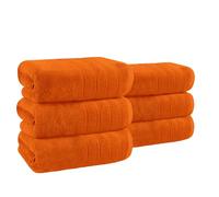 Velosso 6 Pack Hampi Bath Towels Luxuriously Soft, Highly Absorbent 100% Combed Ring Spun Cotton, Oversized Thick Hampi Bath Towels 68 x 120 cm, Premium Hampi Bath Towels Spa & Hotel (Orange)