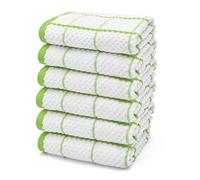Velosso 6 Pack Jumbo Large Checkered Chunky Kitchen Towels Set 100% Supreme Ring Spun Cotton Super Soft and Absorbent Dish Towels, Tea Towels (Lime Green, Checkered)