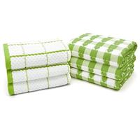 Velosso 6 Pack Jumbo Large Checkered Hearts Chunky Kitchen Towels Set 100% Supreme Ring Spun Cotton Super Soft and Absorbent Dish Towels, Tea Towels (Lime)
