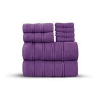 Velosso 8 Pce Hampi Towel Bale Set Luxuriously Soft, Highly Absorbent 100% Combed Ring Spun Cotton, Oversized Thick 4 Face 2 Hand Towels and 2 Bath Towels, Premium Towels Spa & Hotel (Purple)