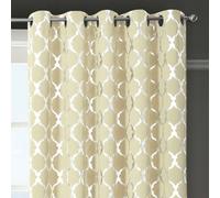 Velosso Arabesque Ready Made Thermal Blackout Eyelet Curtains - Cream