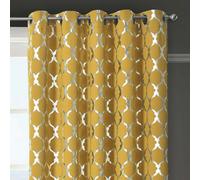Velosso Arabesque Ready Made Thermal Blackout Eyelet Curtains - Ochre