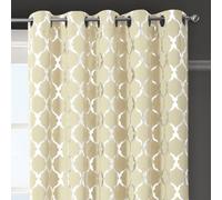 Velosso Arabesque Thermal Blackout Ready Made Eyelet Curtains - Cream
