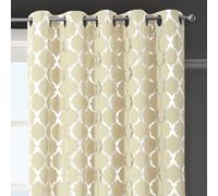 Velosso Arabesque Thermal Blackout Ready Made Eyelet Curtains in Cream | Size: 168 cm width x 137 cm drop Velosso Cream 168 cm width x 137 cm drop