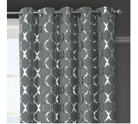 Velosso Arabesque Thermal Blackout Ready Made Eyelet Curtains in Grey | Size: 117 cm width x 137 cm drop Velosso Grey 117 cm width x 137 cm drop