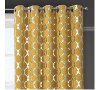 Velosso Arabesque Thermal Blackout Ready Made Eyelet Curtains in Mustard | Size: 117 cm width x 137 cm drop Velosso Mustard 117 cm width x 137 cm drop