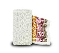 Velosso Aztec Ethnic Print Sherpa Reverse Blanket - 130cm x 180cm - Grey