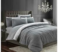 Velosso Beaux Shimmer Teddy Fluffy and Warm Fleece Duvet Cover Set - Silver - Single