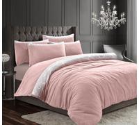 Velosso Beaux Shimmer Teddy Warm And Cosy Duvet Cover And Pillowcase Set - Pink