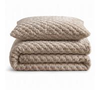 Velosso Beige Chunky Popcorn Faux Rabbit Fur Duvet Cover Set Single