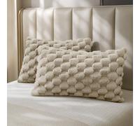 Velosso Beige Chunky Popcorn Faux Rabbit Pillowcase Pair