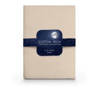Velosso Beige Cotton Rich Pecale Plain Dyed Valance Sheet Double