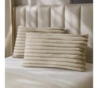 Velosso Beige Jumbo Cord Faux Rabbit Pillowcase Pair
