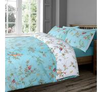 Velosso Birds Floral Printed Cotton Blend Duvet Cover and Pillowcase Set - Blue - Single