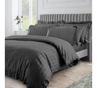Velosso Black Hilton Stripe Duvet Cover And Pillowcase Set Single