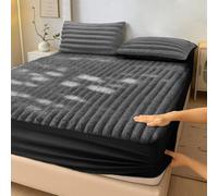 Velosso Black Jumbo Cord Faux Rabbit Fur Fitted Sheet King
