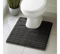 Velosso Black Linear Bath Pedestal Mat Cashmere Feel