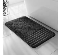 Velosso Black Linear Bath Pedestal Mat Cashmere Feel Bathmat