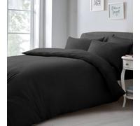 Velosso Black Microfibre Plain Duvet Cover And Pillowcase Set Single