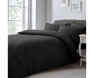 Velosso Black Microfibre Plain Duvet Cover And Pillowcase Set Super King