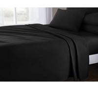 Velosso Black Plain Dyed Cotton Rich Flat Sheet Single