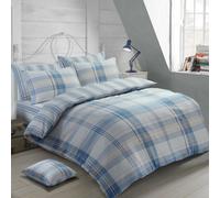 Velosso Blue Burlington Check Duvet Cover And Pillowcase Set Super King