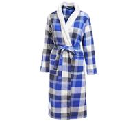 Velosso Blue Checkered Flannel Bath Robe