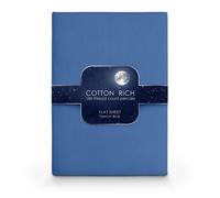 Velosso Blue Cotton Rich Pecale Plain Dyed Valance Sheet Single