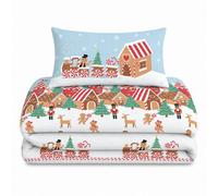 Velosso Blue Fun Gingerbread Town Duvet Cover And Pillowcase Set Double