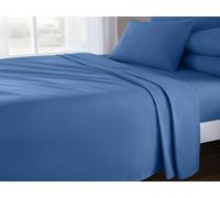 Velosso Blue Plain Dyed Cotton Rich Flat Sheet Double