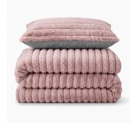 Velosso Blush Jumbo Cord Faux Rabbit Fur Duvet Cover And Pillowcase Set King