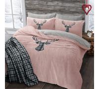 Velosso Blush Stag Head Teddy Duvet Cover And Pillowcase Set Single